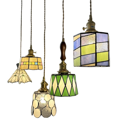 Europeisk Vintage Pendellampe – Stilig LED-pendellampe i tre og kobber | Med glasskuppel i design for stue og spisestue