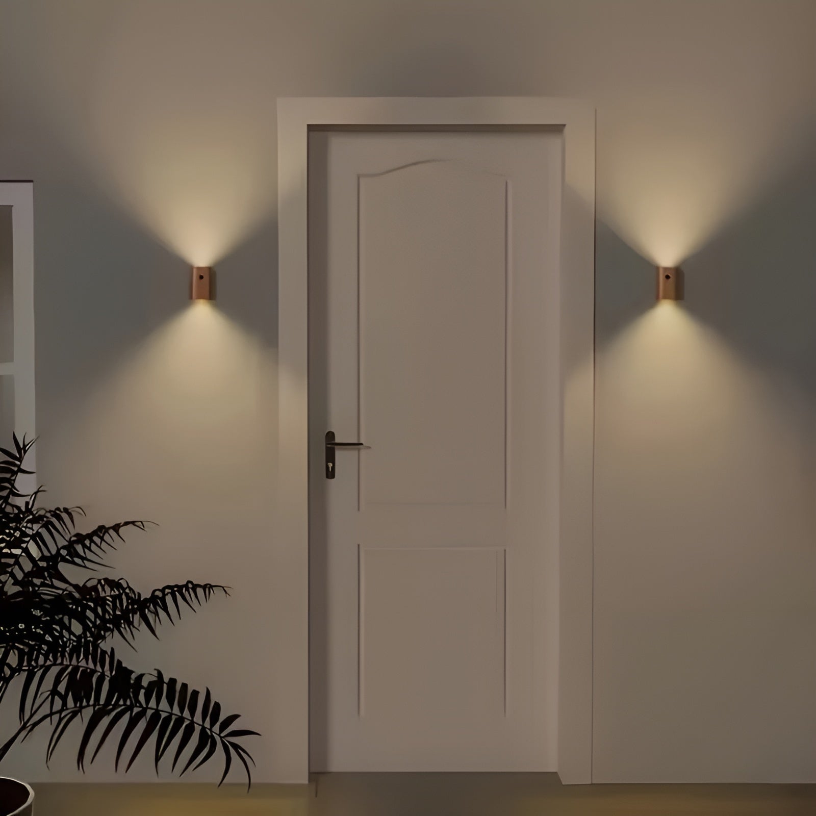 LED Vegglampe i Tre – Med Bevegelsessensor og USB | Perfekt for Gang og Trapp