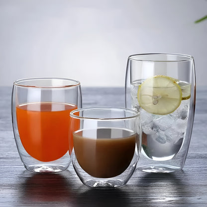 Dobbeltvegget Glass – Varmebestandig og Transparent | Håndlaget Mini Telys- og Whiskeyglass