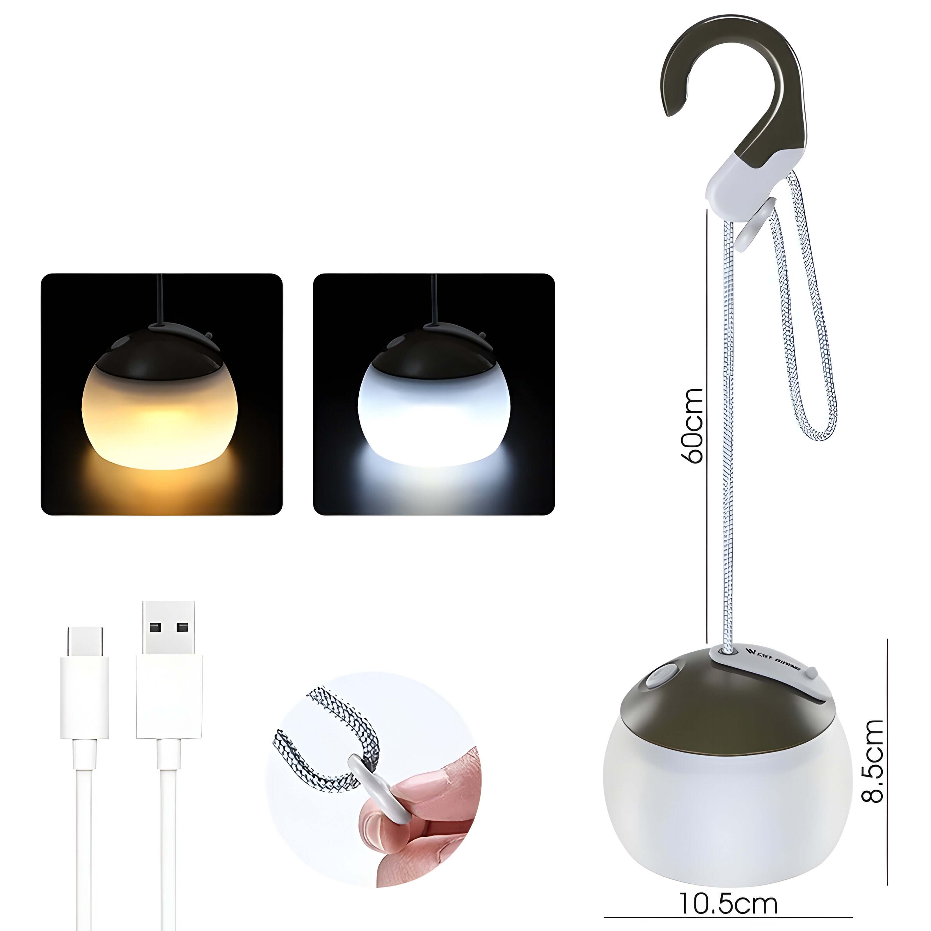 Krona – LED Hengelampe til Camping, Oppladbar