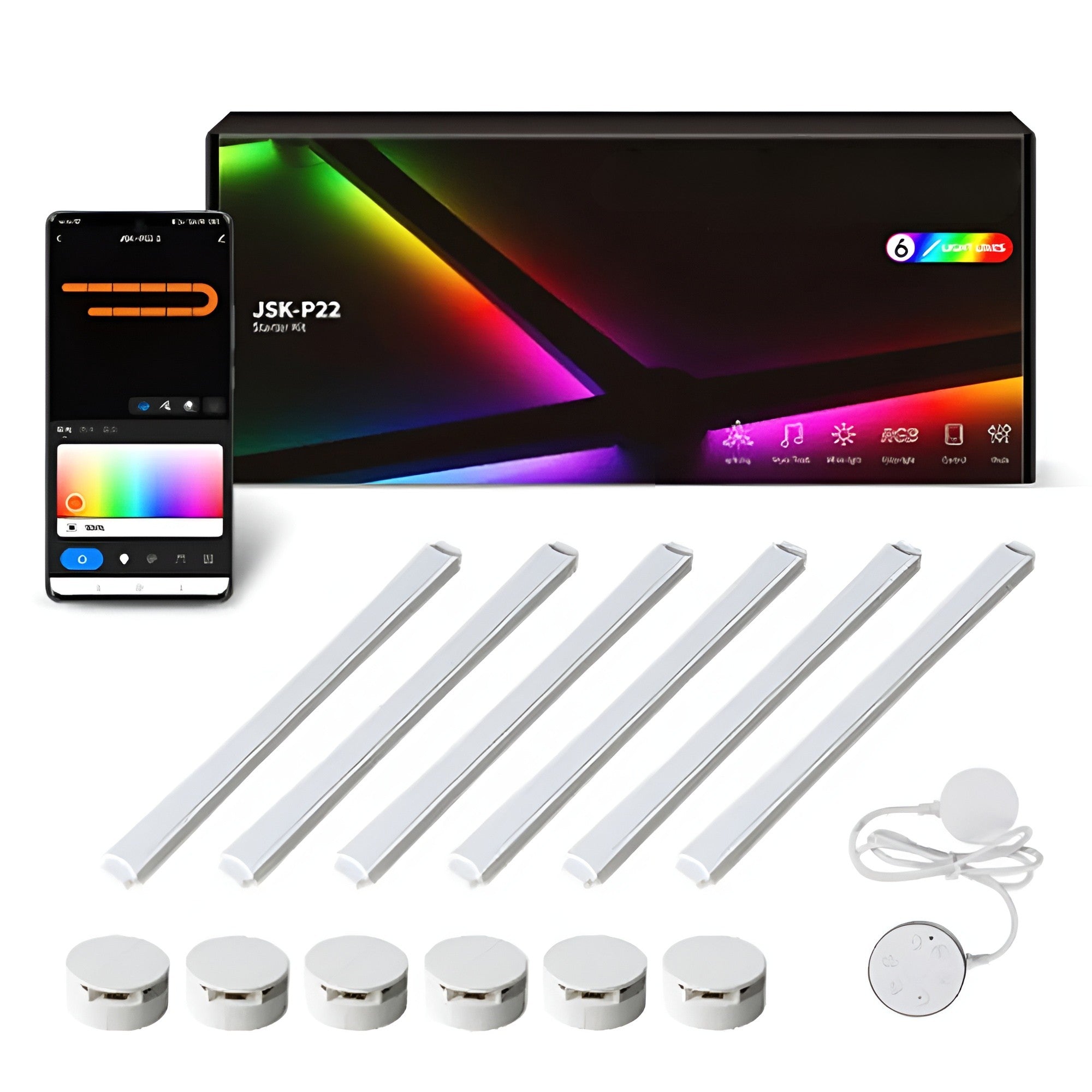 Smart RGB Vegglampe – Fargeskift og Musikkstyring | Perfekt for Koselig Belysning i Stue, Soverom og Gaming