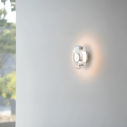 Rund Vegglampe med Krystall – Moderne LED Design | Dekorativ Lampe til Soverom, Stue og Gang