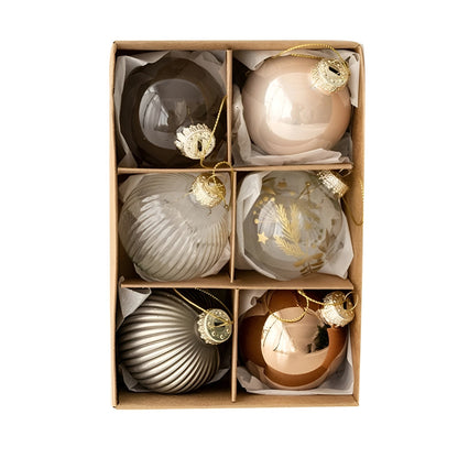 Glassjulekuler Sett (6 stk) – Elegant og Skinnende | Perfekt for Stilfull Juledekorasjon Hjemme