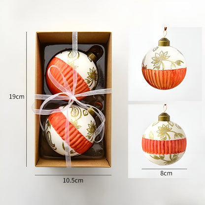 Glasskuler til juletre – Håndmalt og Luksuriøs | 2-pakning Julepynt 8 cm
