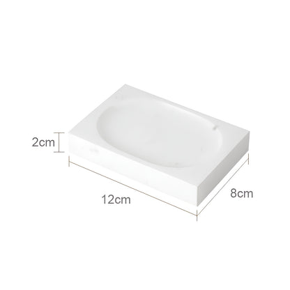Badezimmer-Set aus Weißem Marmor – Seifenspender, Seifenschale, Toilettenbürste & Tablett | Elegante Bad-Accessoires