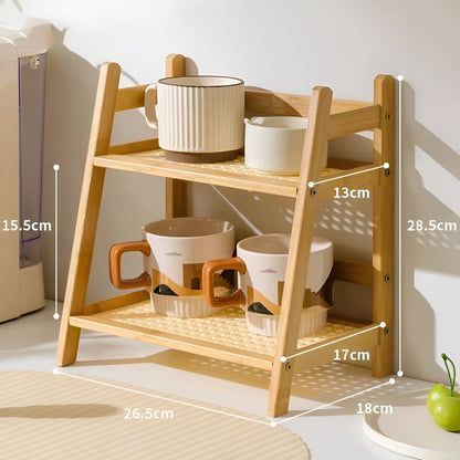 Krydderstativ I Bambusimitasjon- Kjøkkenstativ I 2 Etasjer | Ideelt For Benkeplate Og Kaffehjørne