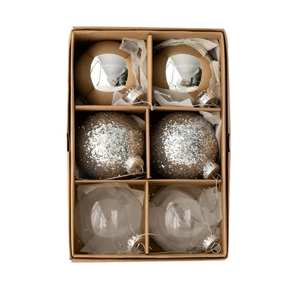 Glassjulekuler Sett (6 stk) – Elegant og Skinnende | Perfekt til Juletre og Hjemmedekorasjon