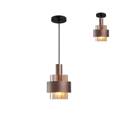 Vintage Pendellampe I Amberglass  – Elegant Design I Bronse | Stilig Belysning Til Hjemmet