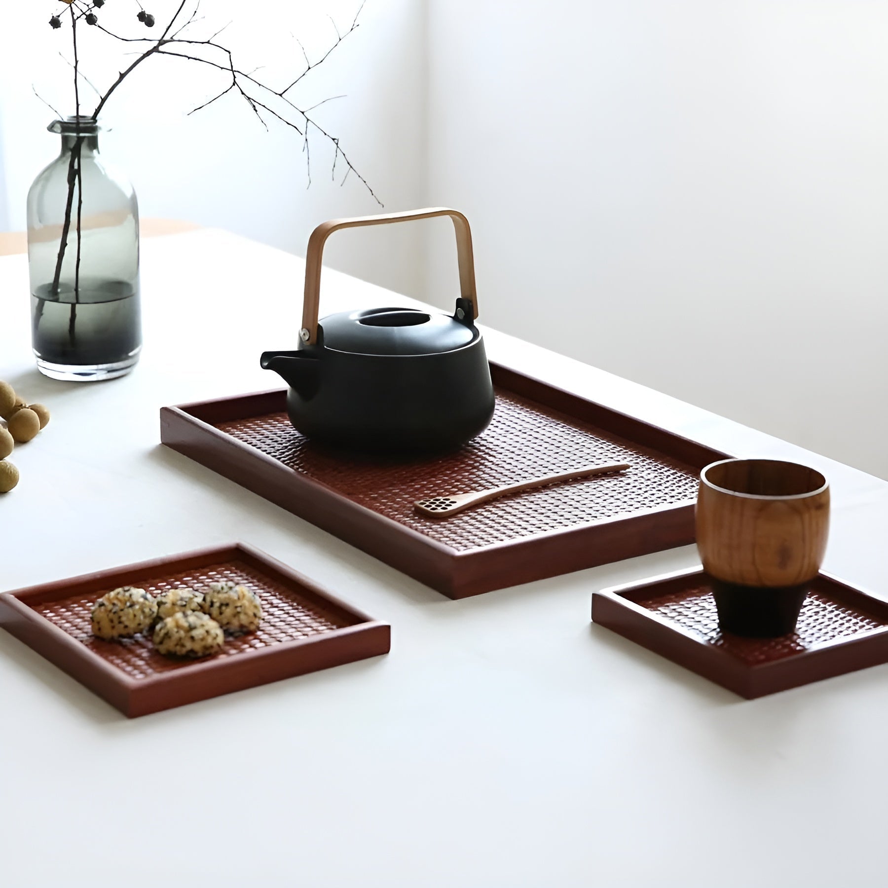 Serveringsbrett i Tre – Elegant Japansk Stil | Perfekt for Teseremoni og Servering