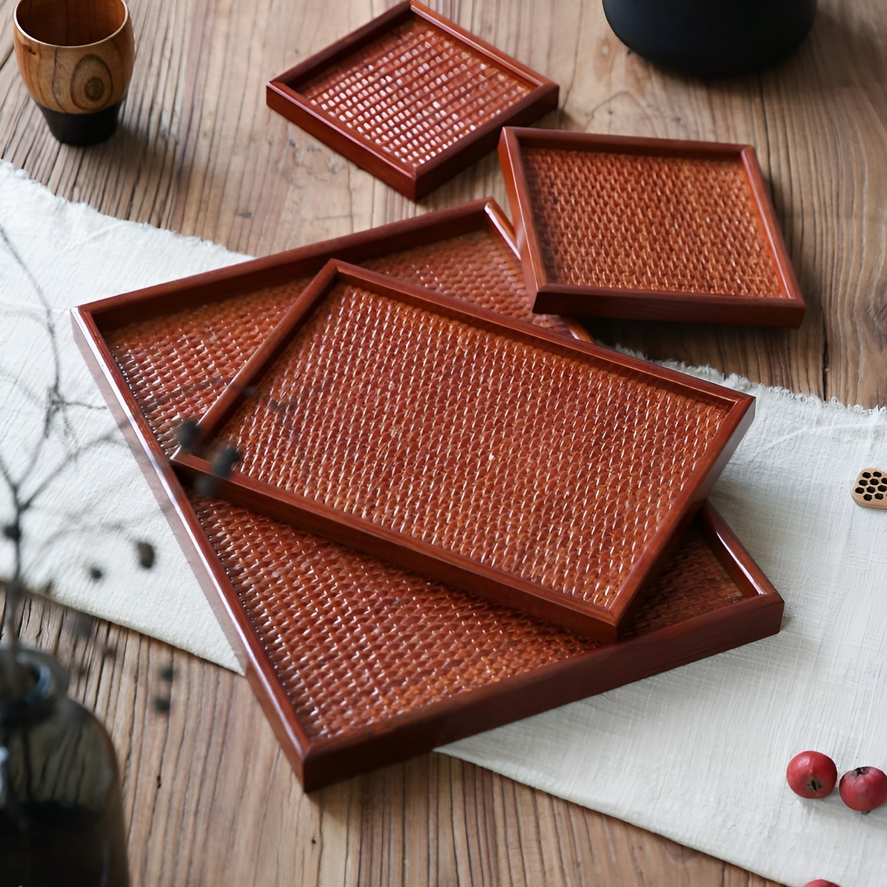 Serveringsbrett i Tre – Elegant Japansk Stil | Perfekt for Teseremoni og Servering