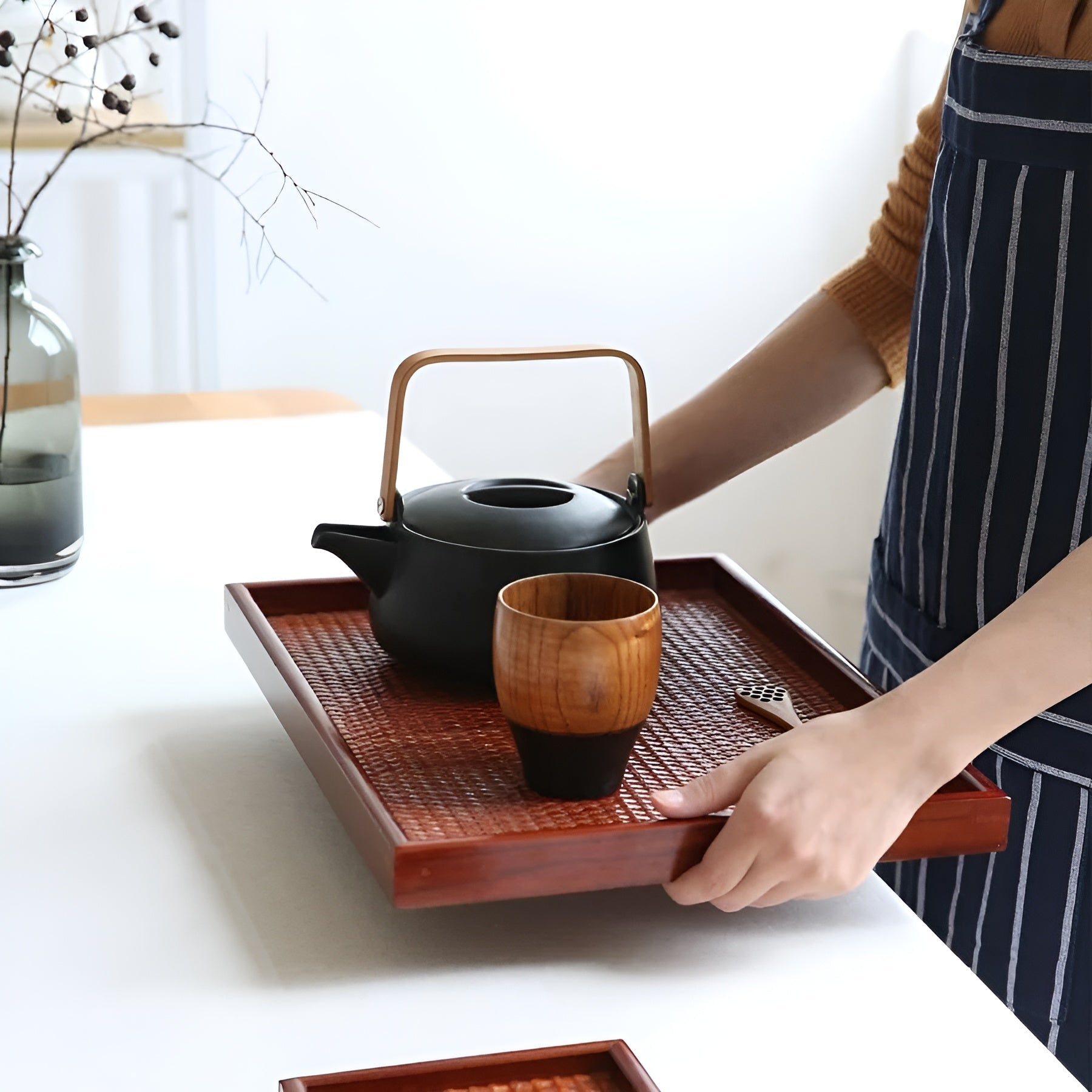 Serveringsbrett i Tre – Elegant Japansk Stil | Perfekt for Teseremoni og Servering