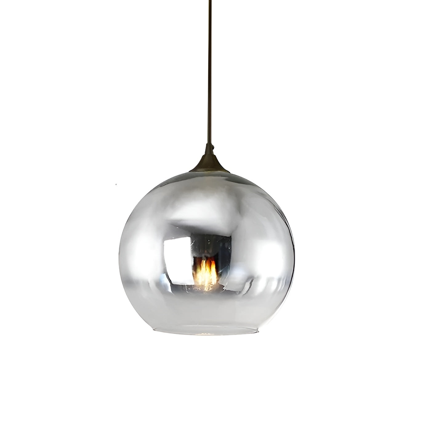 Glasspendel i Industriell Stil – Moderne og Dekorativ | Perfekt for Kjøkken Spisestue og Bar - 8’’ / Sølv / Uten lamper