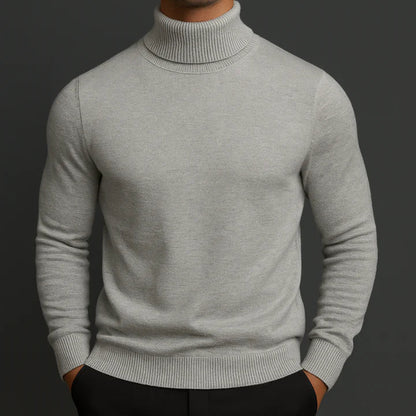 Merino rullekraegenser for menn i grå farge