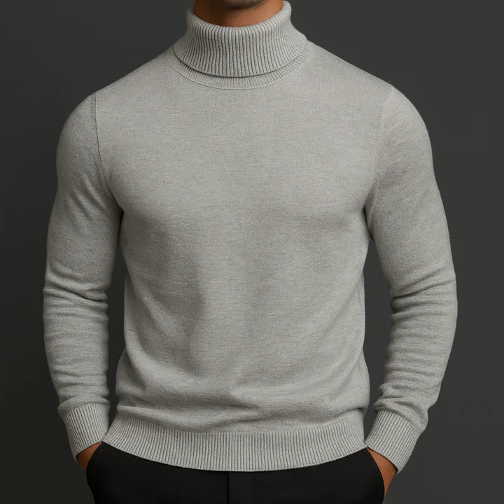 Merino rullekraegenser for menn i grå farge