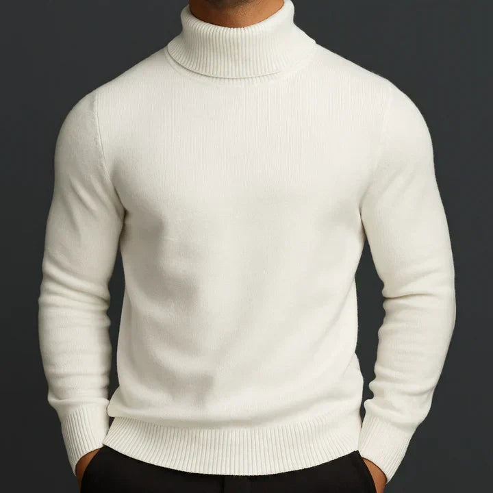 Merino rullekraegenser for menn i hvit farge