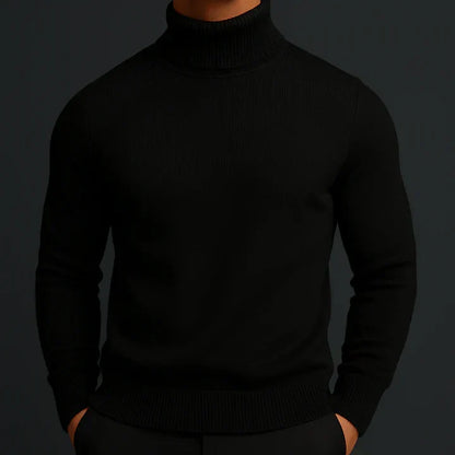 Merino rullekraegenser for menn i svart farge