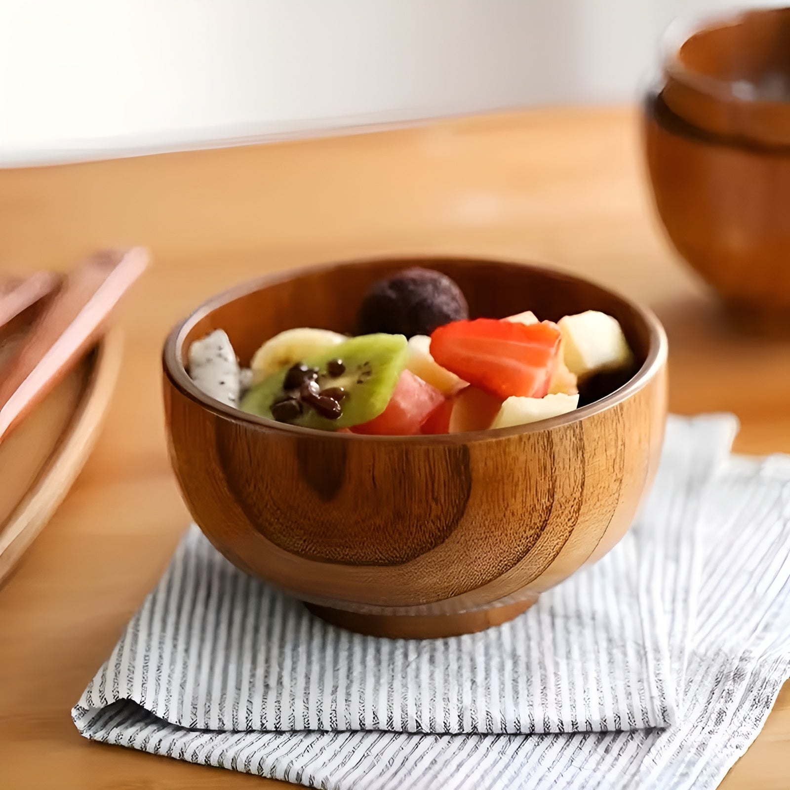 Schale aus Massivholz – Hochwertig und Hitzebeständig | Perfekt für Reis Suppe Salat und Camping - Schüsseln