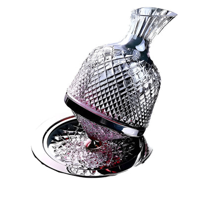 Kristallglas-Karaffe – 360° Drehbar und Elegant | 1,5 L Wein- und Getränkespender - Karafler