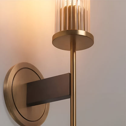 Vegglampe i Kobber – Elegant med Rillet Glass | Perfekt for Stemningsfull Belysning
