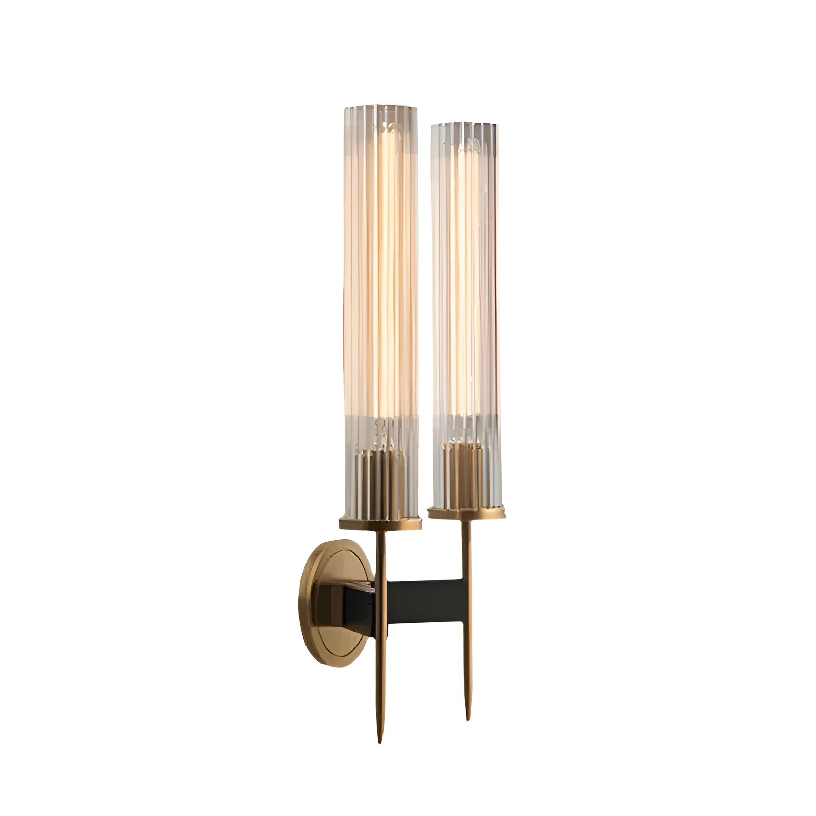 Vegglampe i Kobber – Elegant med Rillet Glass | Perfekt for Stemningsfull Belysning