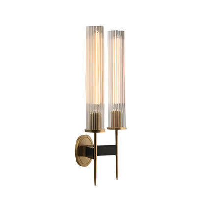 Vegglampe i Kobber – Elegant med Rillet Glass | Perfekt for Stemningsfull Belysning