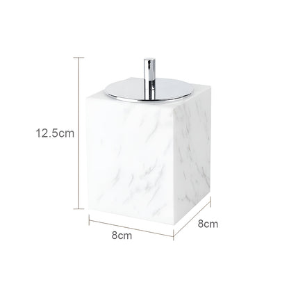 Badezimmer-Set aus Weißem Marmor – Seifenspender, Seifenschale, Toilettenbürste & Tablett | Elegante Bad-Accessoires