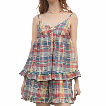 Pyjamassett For Kvinner - Sommersovertøy | Rutete Topp Og Shorts