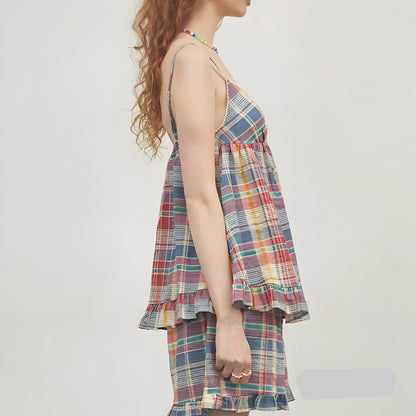 Pyjamassett For Kvinner - Sommersovertøy | Rutete Topp Og Shorts