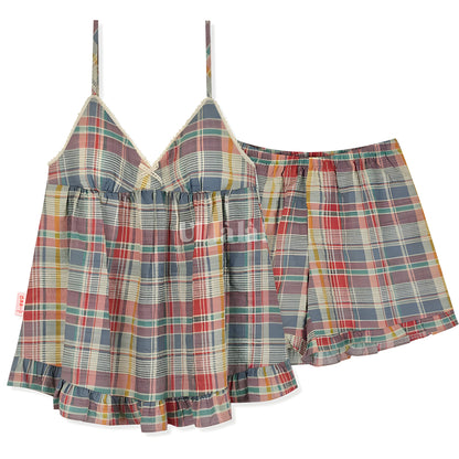 Pyjamassett For Kvinner - Sommersovertøy | Rutete Topp Og Shorts