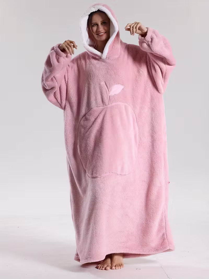 Grønt hettepledd med hette – unisex one-size